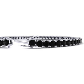 4 1/4 Carat Mens Black Diamond Bracelet In 14 Karat White Gold, 7 1/2 Inches