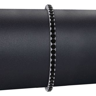 4 1/4 Carat Mens Black Diamond Bracelet In 14 Karat White Gold, 7 1/2 Inches