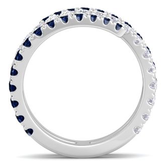 1 1/2 Carat Lab Grown Diamond and Sapphire Wrap Ring In 14 Karat White Gold