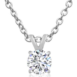1/4 Carat Moissanite Solitaire Necklace in Sterling Silver, 18 inches