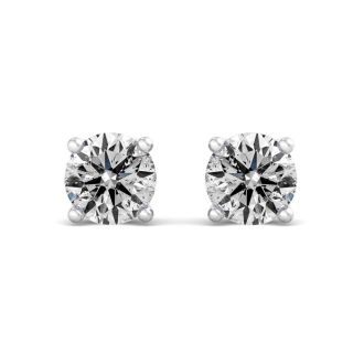 2 Carat Lab Grown Diamond Earrings In 14 Karat White Gold, Basket Setting