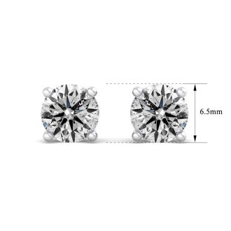 2 Carat Lab Grown Diamond Earrings In 14 Karat White Gold, Basket Setting