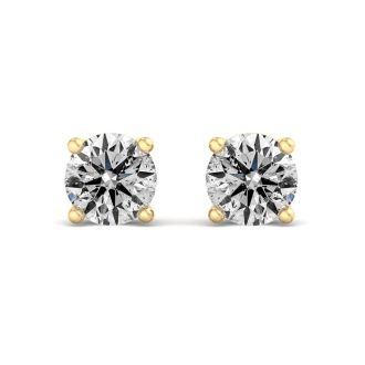 2 Carat Lab Grown Diamond Earrings, VS Clarity In 14 Karat Yellow Gold, Basket Setting, New Lowest Price Ever!