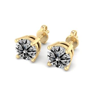 2 Carat Lab Grown Diamond Earrings, VS Clarity In 14 Karat Yellow Gold, Basket Setting, New Lowest Price Ever!