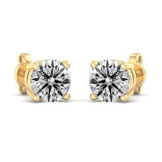2 Carat Lab Grown Diamond Earrings, VS Clarity In 14 Karat Yellow Gold, Basket Setting, New Lowest Price Ever!