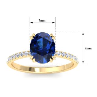 2 1/5 Carat Lab Grown Diamond and Sapphire Engagement Ring In 14 Karat Yellow Gold