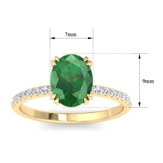 2 1/5 Carat Lab Grown Diamond and Emerald Engagement Ring In 14 Karat Yellow Gold