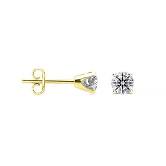 1/4 Carat Lab Grown Diamond Stud Earrings in Yellow Gold, F-G color, VS2/SI1 clarity
