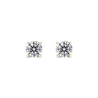 1/4 Carat Lab Grown Diamond Stud Earrings in Yellow Gold, F-G color, VS2/SI1 clarity