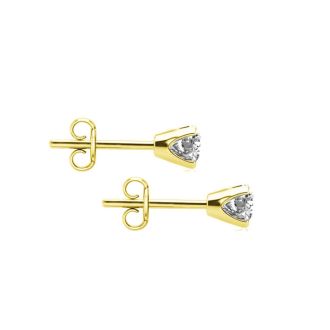 1/4 Carat Lab Grown Diamond Stud Earrings in Yellow Gold, F-G color, VS2/SI1 clarity