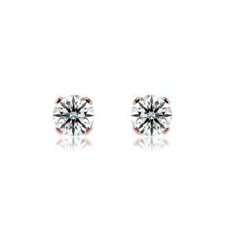 Lab Grown Diamond Earrings| 1 Carat Diamond Stud Earrings In 14 Karat Rose Gold (H-I Color, SI1-SI2 Clarity)