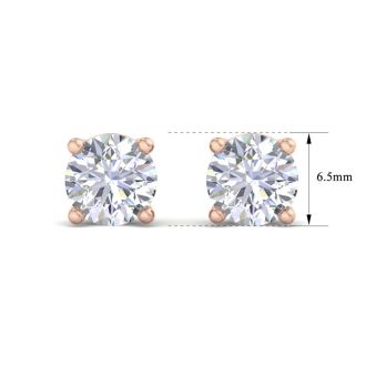 2 Carat Lab Grown Diamond Earrings In 14 Karat Rose Gold, Basket Setting