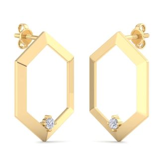 0.06 Carat Lab Grown Diamond Earrings In 14K Yellow Gold, Modern