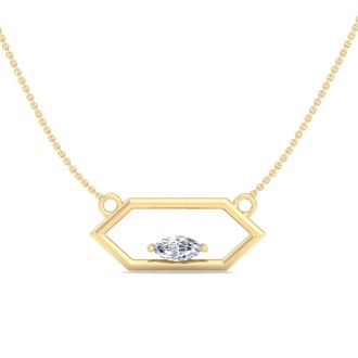 1/4 Carat Marquise Shape Lab Grown Diamond Necklace In 14K Yellow Gold