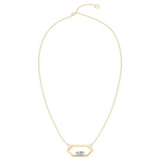 1/4 Carat Marquise Shape Lab Grown Diamond Necklace In 14K Yellow Gold