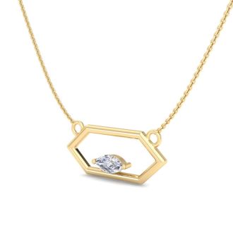 1/4 Carat Marquise Shape Lab Grown Diamond Necklace In 14K Yellow Gold