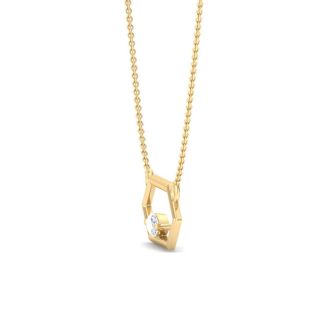 1/4 Carat Marquise Shape Lab Grown Diamond Necklace In 14K Yellow Gold