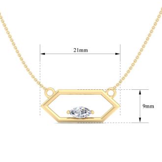 1/4 Carat Marquise Shape Lab Grown Diamond Necklace In 14K Yellow Gold