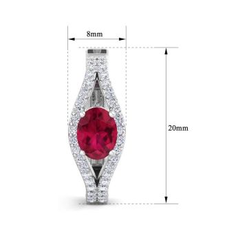 2 1/4 Carat Ruby and Lab Grown Diamond Hoop Earrings In 14 Karat White Gold