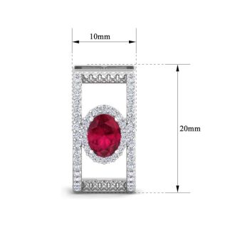 2 1/2 Carat Ruby and Lab Grown Diamond Hoop Earrings In 14 Karat White Gold