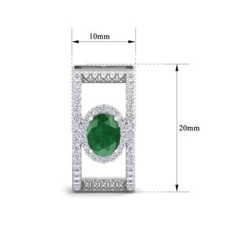 2 1/2 Carat Emerald and Lab Grown Diamond Hoop Earrings In 14 Karat White Gold