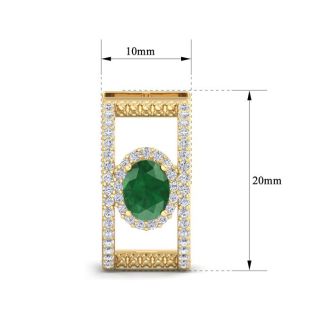 2 1/2 Carat Emerald and Lab Grown Diamond Hoop Earrings In 14 Karat Yellow Gold