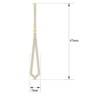 1 Carat Lab Grown Diamond Drop Earrings In 14 Karat Yellow Gold, 2 Inches