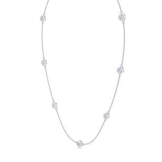 1 3/4 Carat Graduated Lab Grown Diamonds By The Yard Necklace In 14K White Gold, 18 Inches