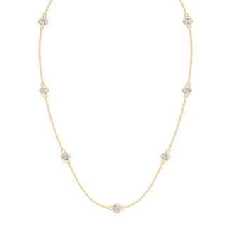 1 3/4 Carat Graduated Lab Grown Diamonds By The Yard Necklace In 14K Yellow Gold, 18 Inches