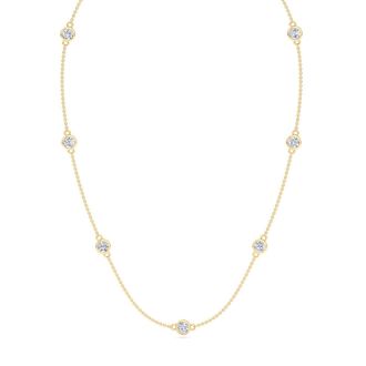 1 3/4 Carat Graduated Lab Grown Diamonds By The Yard Necklace In 14K Yellow Gold, 18 Inches