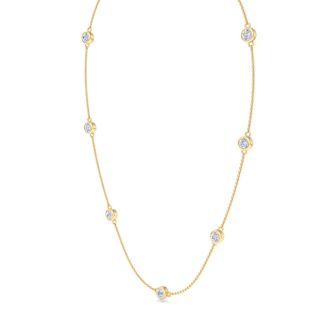 1 3/4 Carat Graduated Lab Grown Diamonds By The Yard Necklace In 14K Yellow Gold, 18 Inches