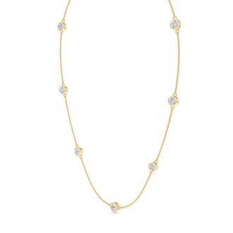 1 3/4 Carat Graduated Lab Grown Diamonds By The Yard Necklace In 14K Yellow Gold, 18 Inches