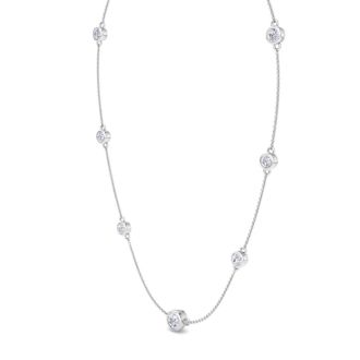 3 Carat Graduated Lab Grown Diamonds By The Yard Necklace In 14K White Gold, 18 Inches