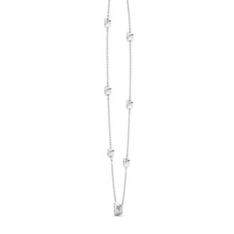 3 Carat Graduated Lab Grown Diamonds By The Yard Necklace In 14K White Gold, 18 Inches