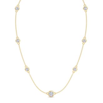 3 Carat Graduated Lab Grown Diamonds By The Yard Necklace In 14K Yellow Gold, 18 Inches