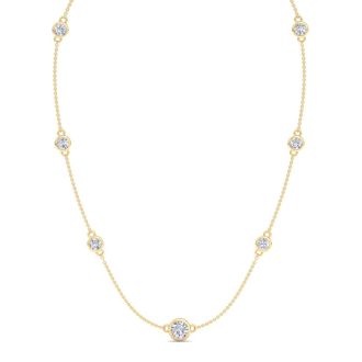 3 Carat Graduated Lab Grown Diamonds By The Yard Necklace In 14K Yellow Gold, 18 Inches