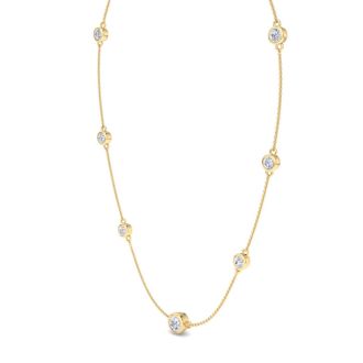 3 Carat Graduated Lab Grown Diamonds By The Yard Necklace In 14K Yellow Gold, 18 Inches