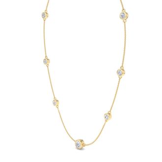 3 Carat Graduated Lab Grown Diamonds By The Yard Necklace In 14K Yellow Gold, 18 Inches