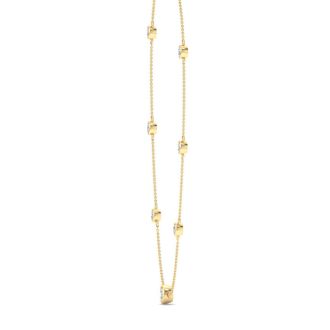 3 Carat Graduated Lab Grown Diamonds By The Yard Necklace In 14K Yellow Gold, 18 Inches