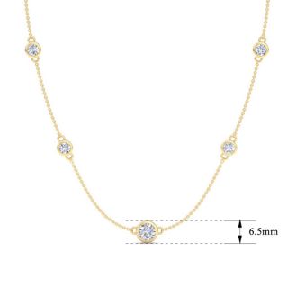 3 Carat Graduated Lab Grown Diamonds By The Yard Necklace In 14K Yellow Gold, 18 Inches