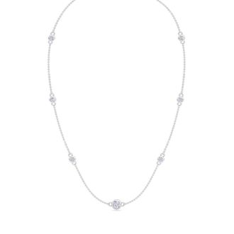 1 Carat Graduated Lab Grown Diamonds By The Yard Necklace In 14K White Gold, 18 Inches