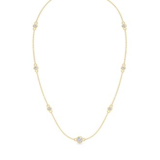 1 Carat Graduated Lab Grown Diamonds By The Yard Necklace In 14K Yellow Gold, 18 Inches