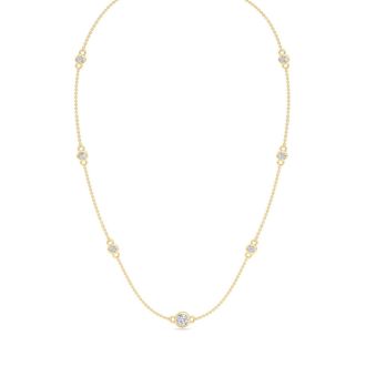 1 Carat Graduated Lab Grown Diamonds By The Yard Necklace In 14K Yellow Gold, 18 Inches