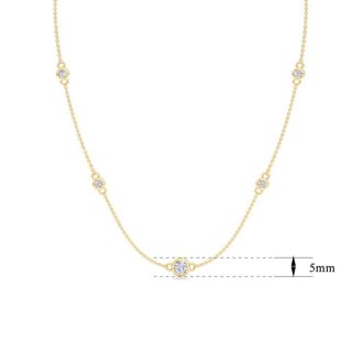 1 Carat Graduated Lab Grown Diamonds By The Yard Necklace In 14K Yellow Gold, 18 Inches