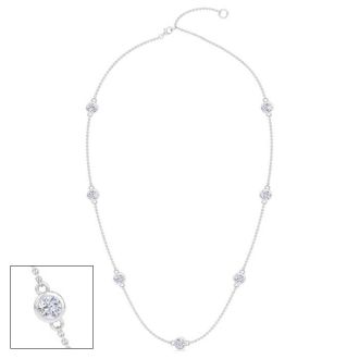 3 1/2 Carat Lab Grown Diamonds By The Yard Necklace In 14K White Gold, 18 Inches