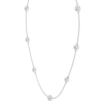 3 1/2 Carat Lab Grown Diamonds By The Yard Necklace In 14K White Gold, 18 Inches