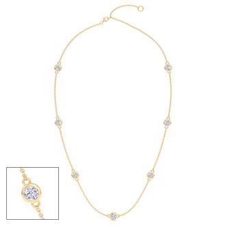 3 1/2 Carat Lab Grown Diamonds By The Yard Necklace In 14K Yellow Gold, 18 Inches