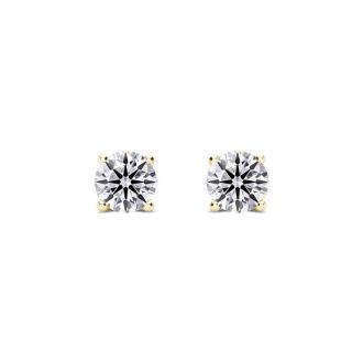 .05 Carat Lab Grown Diamond Stud Earrings in Yellow Gold, F-G color, VS2/SI1 clarity