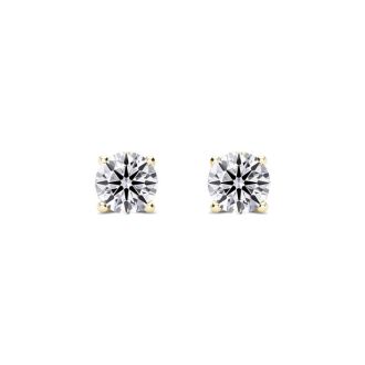 .10 Carat Lab Grown Diamond Stud Earrings in Yellow Gold, F-G color, VS2/SI1 clarity