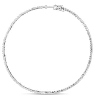 HUGE 4 Carat Lab Grown Diamond Hoop Earrings In 14K White Gold, 3 Inches